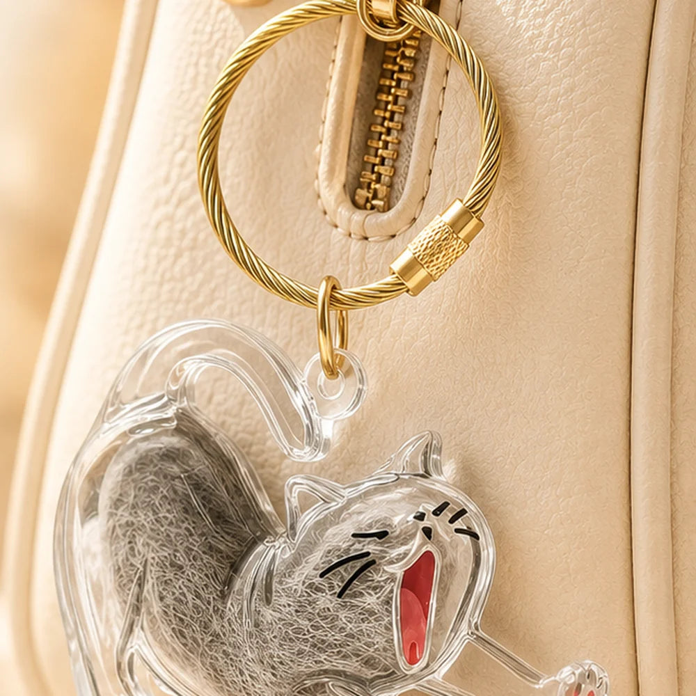 Keepsake filled with grey fur hanging from a cream bag