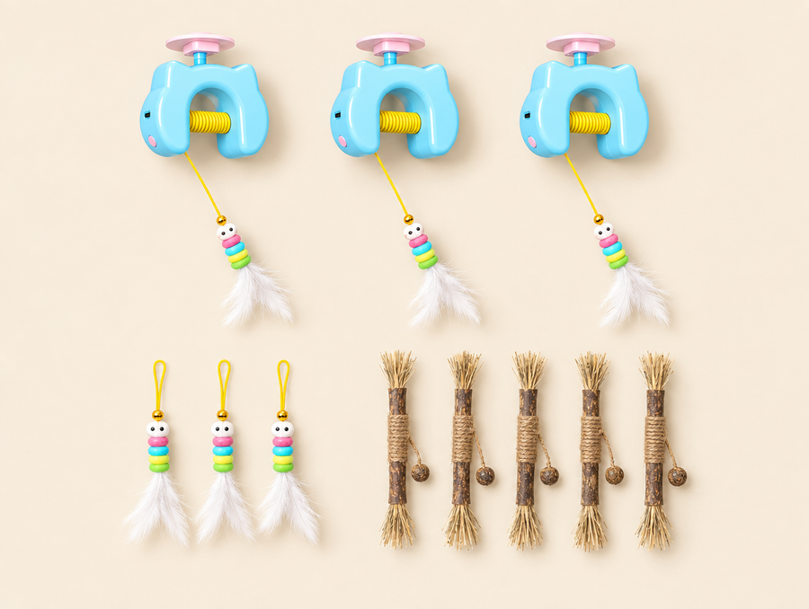 Family Kit: three toys, three spare lures and five silvervine sticks